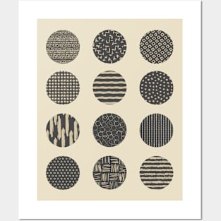 Patchwork Pattern Circle Dots - Black Posters and Art